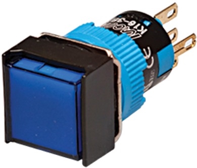 Kacon K16-321-B 16 mm Push Button Switch, Square, Blue