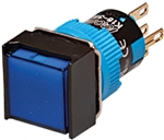 Kacon K16-322-B 16 mm Push Button Switch, Square, Blue