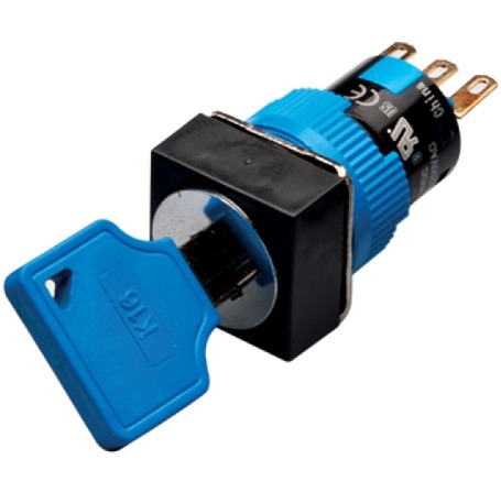 kon様 Kacon K16-722 16 mm Maintained Key Selector Switch, 3 Position, Square