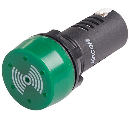22mm LED Buzzer, Green, Intermittent, 110V