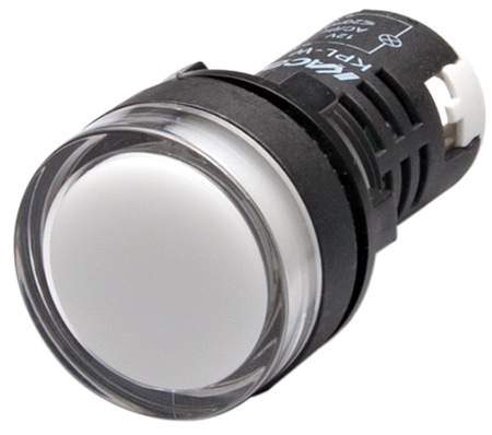 Kacon KPL-W-12V 22 mm Pilot Lamp, Round, White