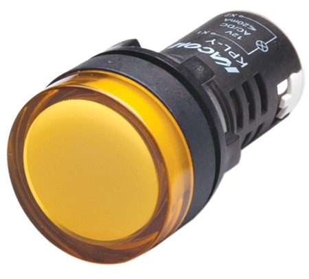 Kacon KPL-Y-110V 22 mm Pilot Lamp, Round, Yellow