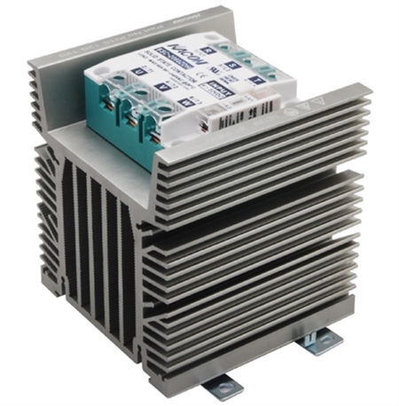 Kacon Three Phase Solid State Relay w/ Heatsink, 220V AC Input, 90-240V AC Load, 50A