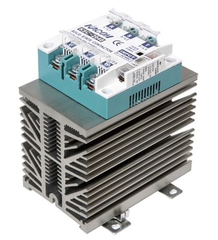 Kacon Three Phase Solid State Relay w/ Heatsink, 220V AC Input, 90-480V AC Load, 30A