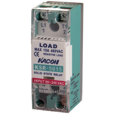 Kacon Single Phase Solid State Relay, 220V AC Input, 90-480V AC Load, 15A