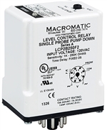Macromatic 240V Single Probe Liquid Level Relay, Pump Up, 4.7K to 100K, 10 Sec