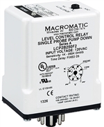 Macromatic 120V Single Probe Liquid Level Relay, Pump Down, 4.7K to 100K, 3 Sec Delay
