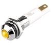 Menics LED Indicator, 6 mm, Round Head, 12VDC, Yellow