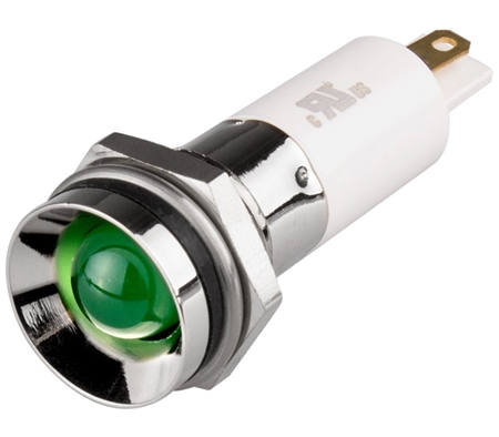 Menics LED Indicator, 12 mm, Protrusive Head, 110V AC, Green