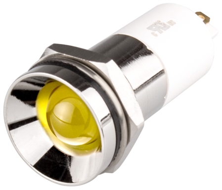 Menics LED Indicator, 16 mm, Protrusive Head, 110VAC, Yellow