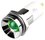 Menics LED Indicator, 16 mm, Protrusive Head, 12VDC, Green