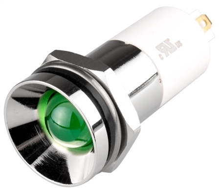 Menics LED Indicator, 16 mm, Protrusive Head, 220VAC, Green