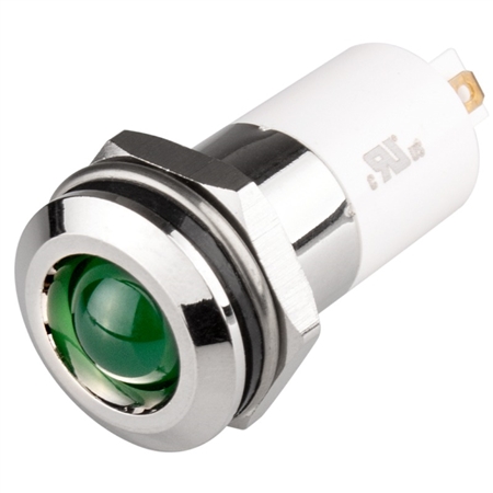 Menics LED Indicator, 16 mm, Round Head, 110VAC, Green