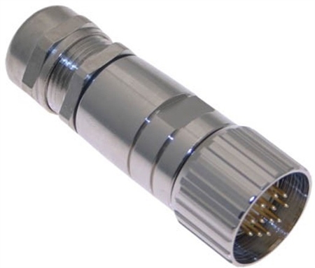 Mencom M23 12 Pin Plug, Solder Cup - MCV-12MP-FW-SC