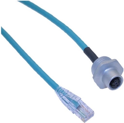 Mencom MDE45-4FR-RJ45-2-2M Ethernet Receptacle, 4 Pole, Female, 1/2 NPT, 2 M