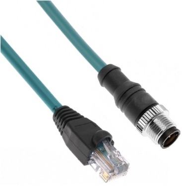Mencom MDE45-4MP-RJ45-2M Ethernet Cordset, 4 Pin, Male/RJ45, 2 M