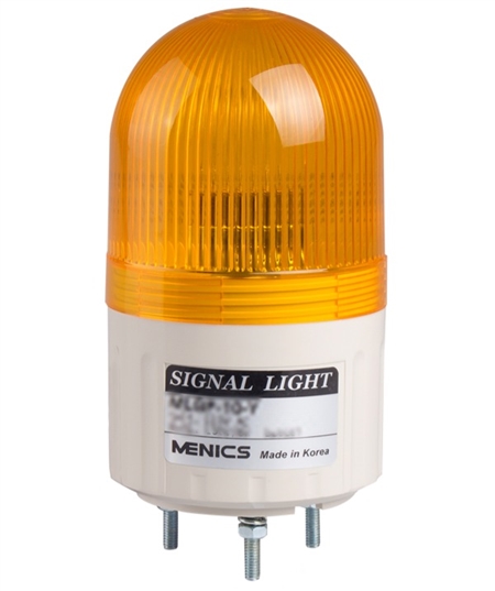 Menics 66mm Beacon Light, 220v, Yellow, Steady/Flashing