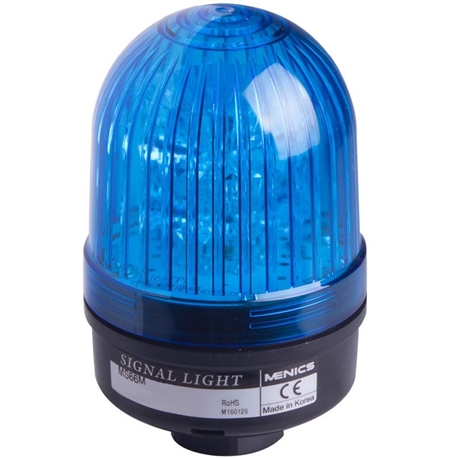 Menics 66mm LED Beacon Light, 12-24V, Blue, Steady/Flash, Alarm