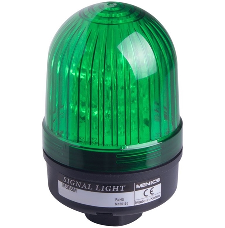 Menics 66mm LED Beacon Light, 110-220V, Green, Steady/Flash, Alarm