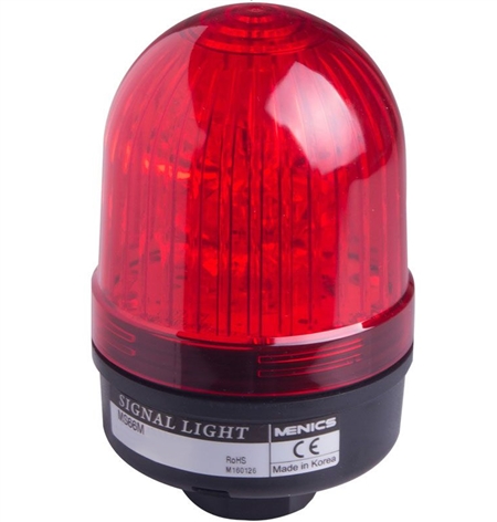 Menics 66mm LED Beacon Light, 110-220V, Red, Steady/Flash, Alarm