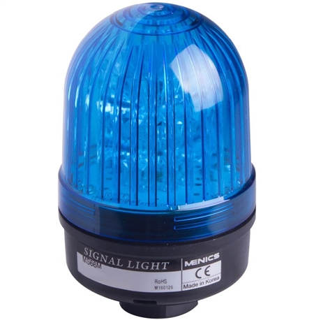 Menics 66mm LED Beacon Light, 110-220V, Blue, Steady/Flash