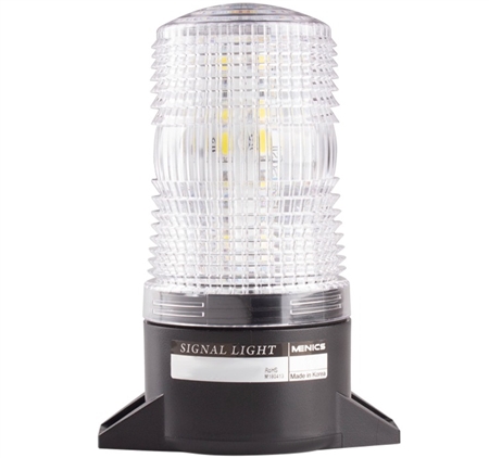 Menics 70mm LED Beacon Light, 110-220V, Clear, Surface Mount, w/ Alarm
