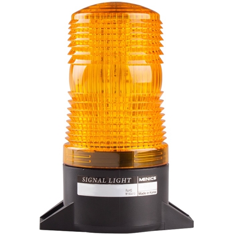 Menics 70mm LED Beacon Light, 12-24V, Yellow, Flashing, Surface Mount