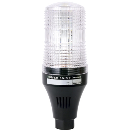 Menics 70mm LED Beacon Light, 110-220V, Clear, Pole Mount, w/ Alarm