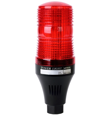 Menics 70mm LED Beacon Light, 110-220V, Red, Pole Mount, w/ Alarm