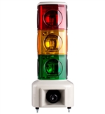 Menics MSGS-302-RYG 140 mm 3 Stack Tower Light, Rotating, Red Yellow Green, 24V, w/ Sounds