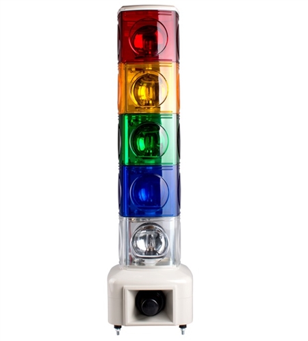 Menics MSGS-502-RYGBC 5 Tier Tower Light, Red Yellow Green Blue Clear