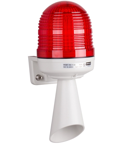 Menics 86mm Beacon Light w/ Horn, 12-24V, Red, 3 Melody, White