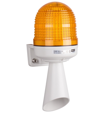 Menics 86mm Beacon Light w/ Horn, 12-24V, Yellow, 3 Siren, White