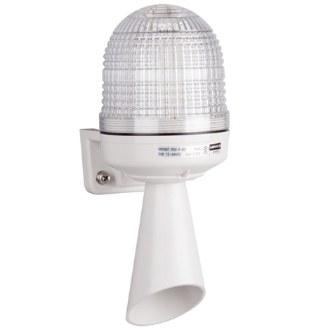 Menics 86mm Beacon Light w/ Horn, 90-240V, Clear, 3 Siren, White