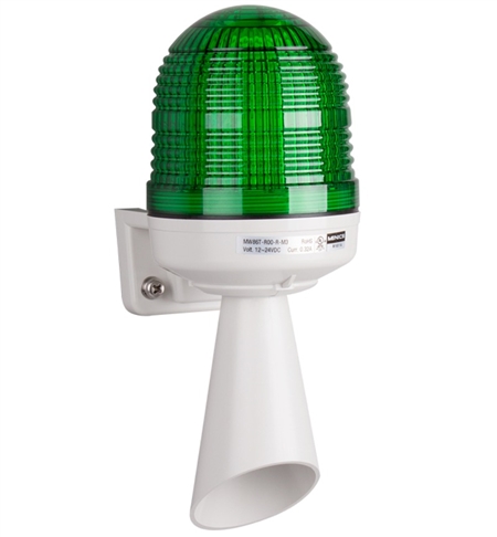 Menics 86mm Beacon Light w/ Horn, 90-240V, Green, 3 Siren, White