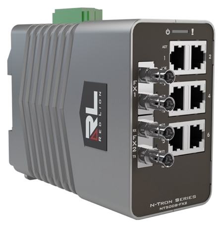 Red Lion N-Tron Singlemode, ST Style Managed Gigabit Ethernet Switch, 15 KM