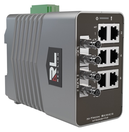 Red Lion N-Tron Singlemode, ST Style Managed Gigabit Ethernet Switch, 40 KM