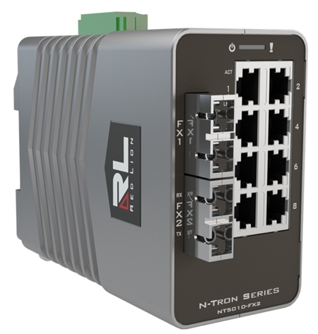 Red Lion N-Tron 10 Port Multimode, SC Style Managed Gigabit Ethernet Switch, 2 KM