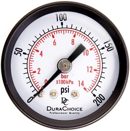 DuraChoice PA158B-200 Dry Utility Pressure Gauge, 1-1/2" Dial