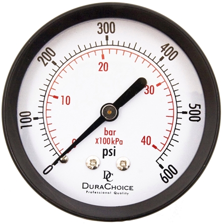 DuraChoice PA158B-600 Dry Utility Pressure Gauge, 1-1/2" Dial