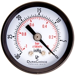 DuraChoice PA158B-V00 Dry Utility Vacuum Gauge, 1-1/2" Dial