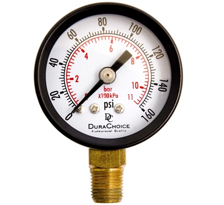 DuraChoice PA158L-160 Dry Utility Pressure Gauge, 1-1/2" Dial