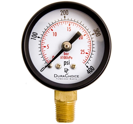 DuraChoice PA158L-400 Dry Utility Pressure Gauge, 1-1/2" Dial