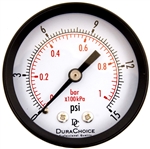 DuraChoice PA204B-015 Dry Utility Pressure Gauge, 2" Dial