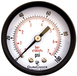 DuraChoice PA204B-100 Dry Utility Pressure Gauge, 2" Dial