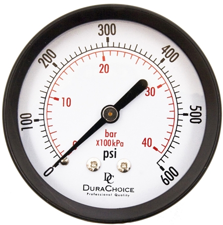DuraChoice PA204B-600 Dry Utility Pressure Gauge, 2" Dial
