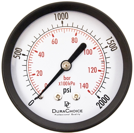 DuraChoice PA204B-K02 Dry Utility Pressure Gauge, 2" Dial