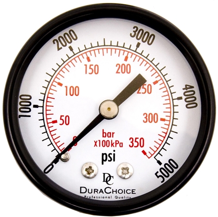 DuraChoice PA204B-K05 Dry Utility Pressure Gauge, 2" Dial