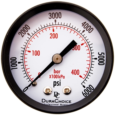 DuraChoice PA204B-K06 Dry Utility Pressure Gauge, 2" Dial