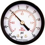 DuraChoice PA204B-V30 Dry Utility Vacuum Gauge, 2" Dial